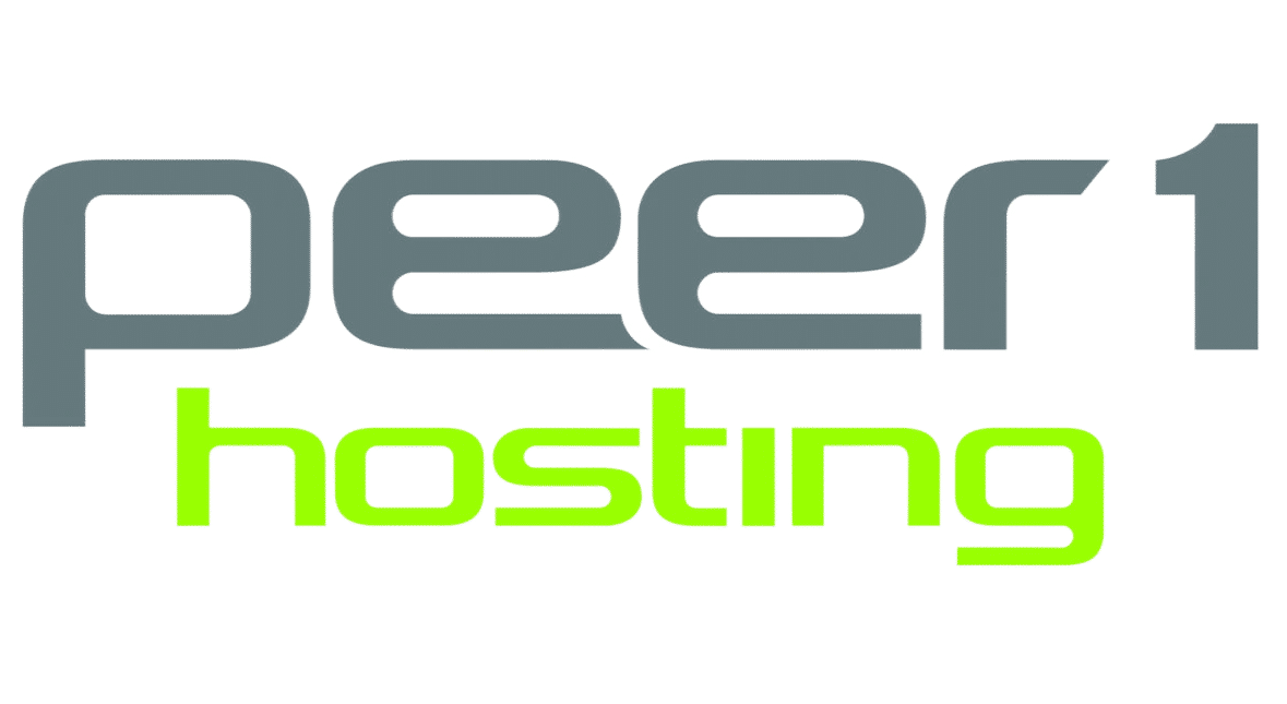 "Peer1 Hosting logo with 'peer1' in gray and 'hosting' in bright green text on a white background."