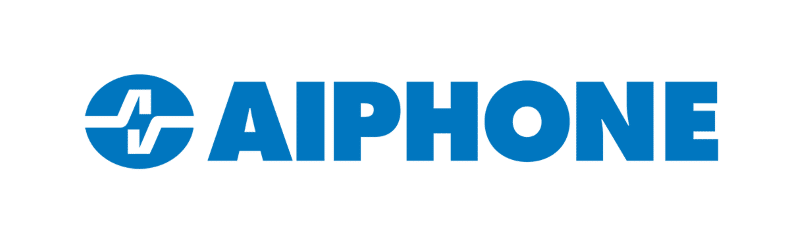 Blue AIPHONE logo with stylized circle icon on the left.