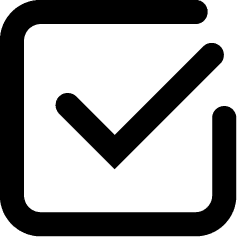 A bold black check mark inside a square.