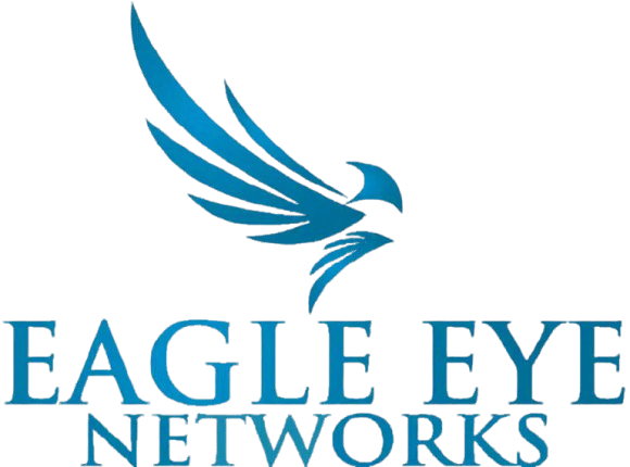 Blue eagle graphic above "Eagle Eye Networks" text in blue.