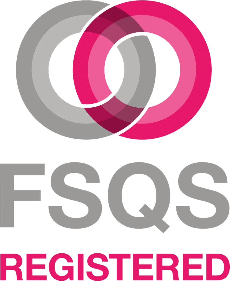 FSQS logo with overlapping circles and the words "FSQS REGISTERED" below.