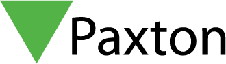 Green triangle with the word "Paxton" in black text.