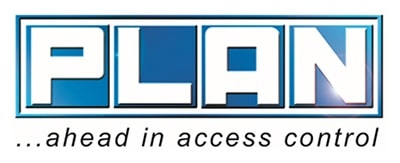 Logo with the word "PLAN" and the tagline "...ahead in access control."